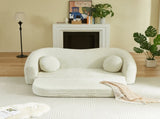 86-inch Curved Convertible Sofa Recliner, 2-in-1 Frameless Folding Sofa Bed with Pull-Out Base and W3505P452816