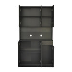 ZUN 70.87" Tall Wardrobe& Kitchen Cabinet, with 6-Doors, 1-Open Shelves and 1-Drawer for bedroom,Black 20536572