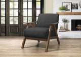 Modern Home Furniture Dark Gray Fabric Upholstered 1pc Accent Chair Cushion Back and Seat Walnut B01172867