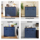 Farmhouse Blue Double Tilt Out Trash for 20 Gallon Trash Cans, Free Standing Recycling 19080541