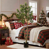 5.2FT Tall Artificial Tree Faux Plant Lush Evergreen Vibrant Green Foliage & Natural Trunk, 86085958