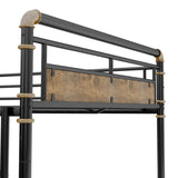 Full over Full Metal Bunk Bed, Industrial Detachable Bunkbeds with Safety Guard Rails for Teens W2580P304986