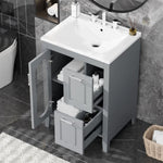 ZUN 24" Bathroom Vanity with Sink, Bathroom Vanity Cabinet with Two Drawers and Door, Adjustable Shelf, 21905360