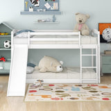 ZUN Twin over Twin Bunk Bed with Convertible Slide and Ladder , White 27135813