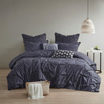 ZUN 3 Piece Elastic Embroidered Cotton Duvet Cover Set B03596522