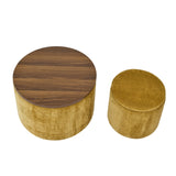 ZUN 2-Piece Set Round Chenille Storage Ottoman, Equipped with a Drum Shaped Small Stool, Storage Space, W487P179602