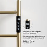 Brushed Gold 18.7" Heated Towel Rack for Bathroom,Wall Mounted with Intelligent Touch Screen Timer, 03081900