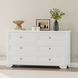 ZUN 6 Drawers Elegant Design Wooden Dresser, Retro Style Storage Cabinet with Metal Handles for Bedroom, N733P199705K