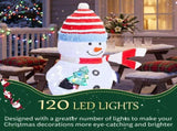 4.7FT Chubby Snowman Christmas Decoration with Striped Hat, Cloth-Covered Fleece Fabric, 120 24079351