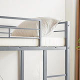 ZUN Twin Size Metal Loft Bed with Desk and Storage Shelves, 2 Built-in Ladders & Guardrails, Loft Bed 37145226