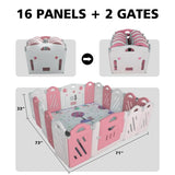 ZUN 16+2 Panel Baby Playpen, Foldable Playard for Baby and Kids, Adjustable Shape Play Fence with Safety 33562878