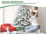 6ft Flocked Christmas Tree with 1100 Tips, Realistic PEPVC Snowy Hinged Tree with Metal Stand, Full 69670078