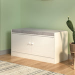 ZUN Shoe Storage Bench with 2 Door Cabinet, Entryway Bench with Shoe Storage, Shoe Bench with Cushion, W760P206351