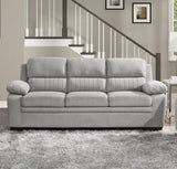 ZUN Plush Seating Comfortable Sofa 1pc Gray Textured Fabric Channel Tufting Solid Wood Frame Modern B011P214025