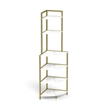 ZUN 6-Tier Corner Open Shelf Modern Bookcase Wood Rack Freestanding Shelving Unit,Plant Album Trinket W2167P207457