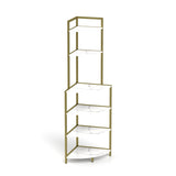 ZUN 6-Tier Corner Open Shelf Modern Bookcase Wood Rack Freestanding Shelving Unit,Plant Album Trinket W2167P207457