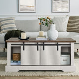 41.3 Inch Coffee Table Storage and Sliding Wood Door, Farmhouse and Industrial Cocktail Table W1781P268238