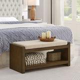 40" Accent Bench with Lower Shelf Shoe Rack, Padded Seating Bench for Living Room, Modern Compact W2186P292094