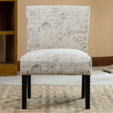 Botticelli English Letter Print Fabric Armless Contemporary Accent Chair T2574P164254