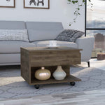 ZUN Luanda Lift Top Coffee Table, Casters, One Shelf -Dark Brown B20091884