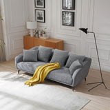 ZUN 3 Seater Sofa Couch, Modern Fabric Upholstered Sofa with Three Cushions, 2 Pillows, Dark Grey W876112687