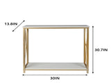 2-Tier Console Table, Gold Sofa Entry Table with White Top and Gold Metal Frame for Home 58656376