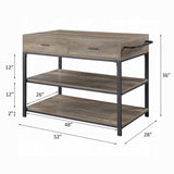 ZUN Rustic Oak and Black 2-Drawer Kitchen Island with Shelf B062P209303