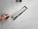 12 Inch Linear Shower Drain with 2-in-1 Flat & Tile Insert Removable Cover, 304 Stainless Steel with 73176430