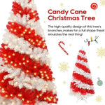 ZUN 6ft Artificial Christmas with 300 LED Lights and 900 Bendable Branches, Candy Cane Christmas 86331544