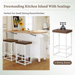 ZUN Farmhouse Kitchen Island Set with Drop Leaf and 2 Seatings,Dining Table Set with Storage Cabinet, 25003756