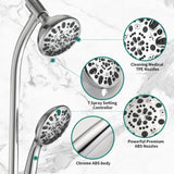 Drill-Free Stainless Steel Slide Bar Combo Rain Showerhead 7-Setting Hand, Dual Shower Head Spa W1219P155528