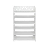 Wood-plastic Board Six Tiers Carved Shoe Rack White B 86980088