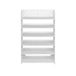 ZUN Wood-plastic Board Six Tiers Carved Shoe Rack White B 86980088