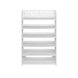 ZUN Wood-plastic Board Six Tiers Carved Shoe Rack White B 86980088