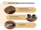 Handwoven Cat Cave House - Indoor Kitten Bed with Double-Sided Seasonal Mats, Sturdy Pet House for 91509379