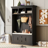 Hall Tree with 3 Hooks , Coat Hanger, Entryway Bench, Storage Bench, 3-in-1 Design, 47.2INCH, for 21206054