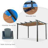 Aluminum Retractable Pergola with Sun Shade Patio Gazebo with Weather-Resistant Canopy for Backyard W1859110168