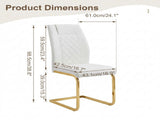High-Back Chairs Set of 4, PU Leather Modern Kitchen Chairs with Gold Legs for Home Furniture W3803P420015