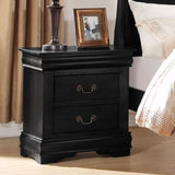Solid Pine Nightstand with 2 Drawers in Black Finish B016P253275