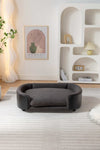 ZUN Scandinavian style Elevated Dog Bed Pet Sofa With Solid Wood legs and Black Bent Wood Back, Cashmere W794125945