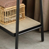 (Black) Solid Oak Wood Clothes Rack, Black Rattan Rack-clothes Rack with Shelves, Cloth W1283P298205
