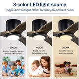 52" Flush Mount Ceiling Fan Solid Wood Blades Ceiling Fan With Light with Remote Control, Noiseless W1592P322632