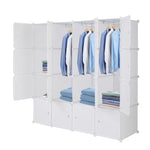 ZUN 4-layer 16 Cube Organizer Stackable Plastic Cube Storage, Plastic + Steel Wire with 3 Clothes Rails, 59827635