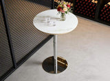 Rock slab circular tabletop non adjustable bar table, bar table with silver legs W1512P612957