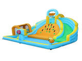 Inflatable castle for children with inflator 450W, slide, jump area, climbing wall, 395 x 350 x 260 48941692