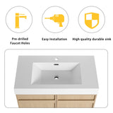 36" Freestanding Bathroom Vanity with White Resin Sink & 2 Soft-Close Cabinet Doors W999P239161