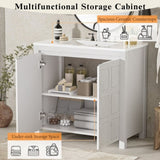 36 " Bathroom Vanity Organizer with Ceramic Sink, Set Bathroom Storage Cabinet,Antique White N729P255666K