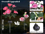 Solar Rose Lights Outdoor, 2 Pack with 14 Rose Flowers Waterproof Color Changing LED Flower Lights, 60176048