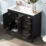 ZUN 36" Black Bathroom Vanity with Ceramic Sink Combo, Abundant Storage Cabinet -2 Soft close doors and N729P183735B