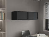 Wall Cabinet 13" H, 2 Sliding doors, 1 Shelf, Black B097P250893